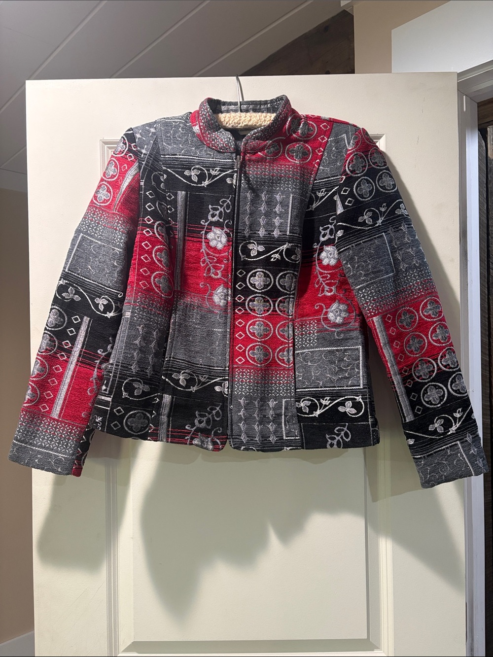 Christopher & Banks Red and Black Patterned Blazer